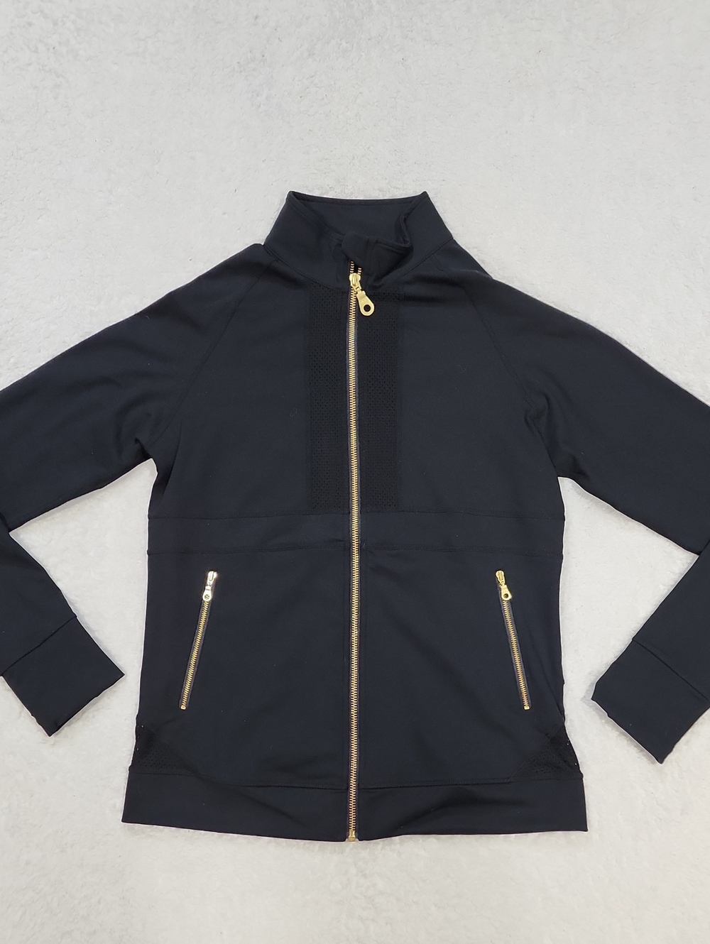Zyia Active Long Sleeve W/Thumbholes Black Mesh Zip Up